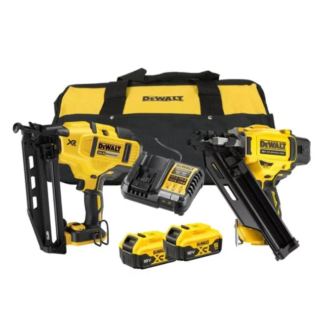 DeWalt DCK246P2-GB 18v Brushless Nailer Twin Pack Inc 2x 5.0Ah Batteries